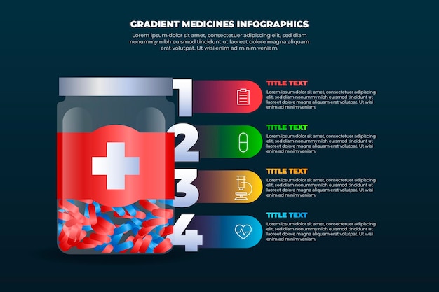 Free vector gradient medicines infographics