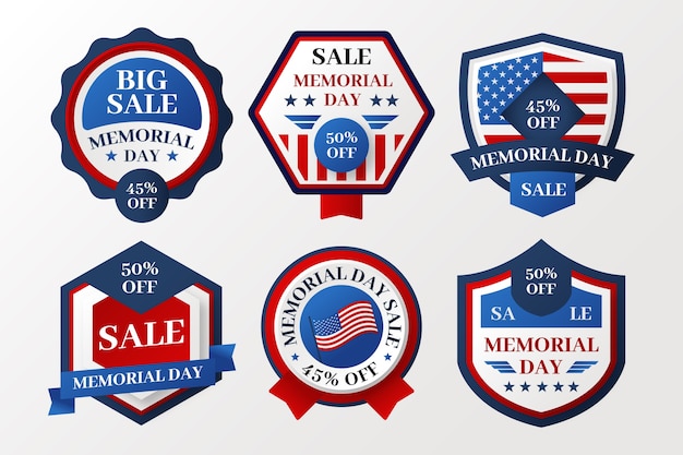 Free vector gradient memorial day sale label collection