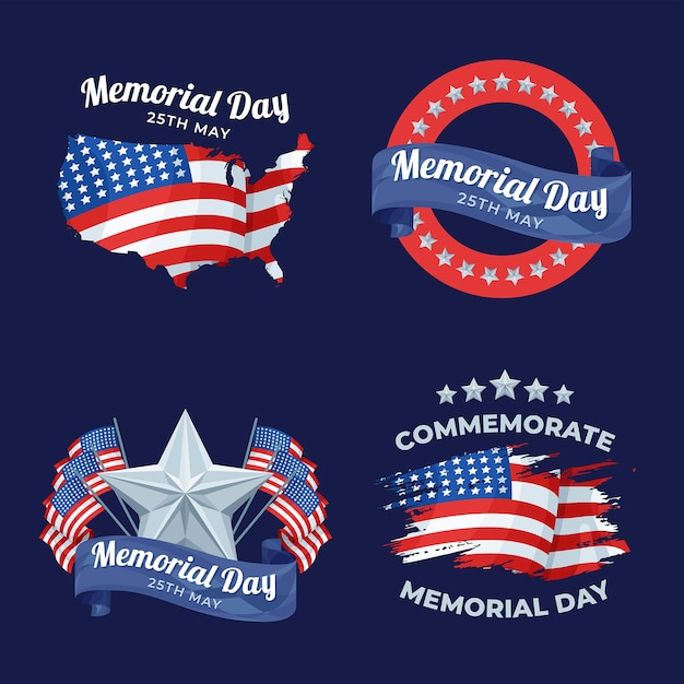 Gradient memorial day sale labels collection