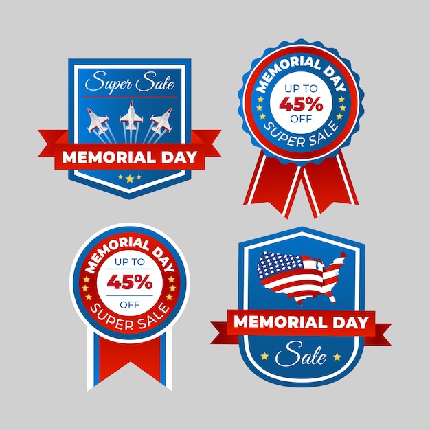 Free vector gradient memorial day sale labels collection