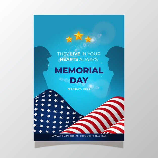 Free vector gradient memorial day vertical flyer template