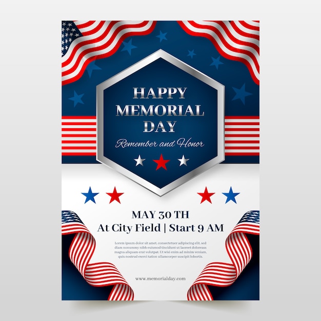 Gradient memorial day vertical flyer template