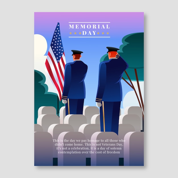 Free vector gradient memorial day vertical poster template