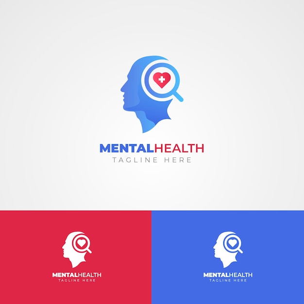Шаблон логотипа градиента психического здоровья на разных цветах