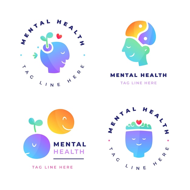 Free vector gradient mental health logos collection