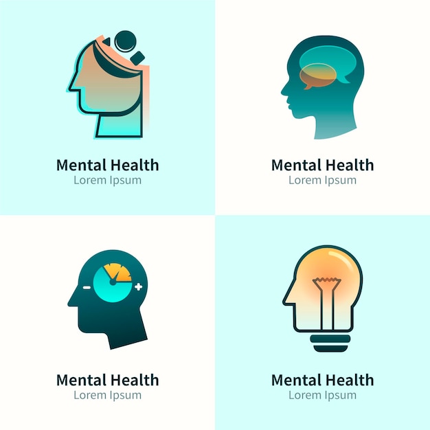 Free vector gradient mental health logos pack