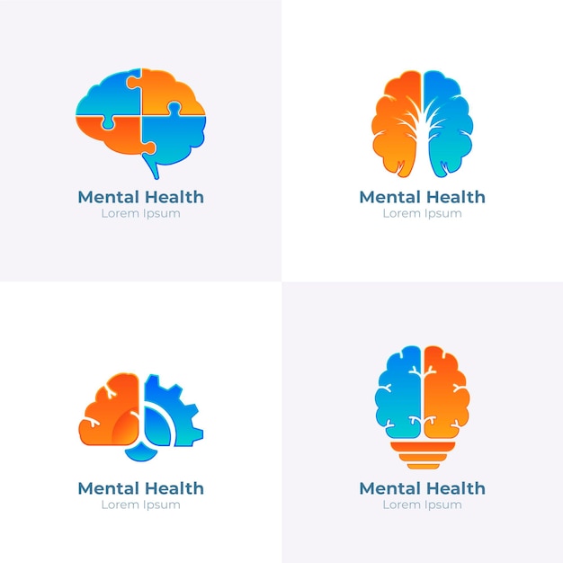 Free vector gradient mental health logos set