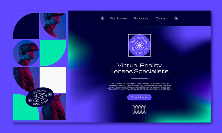무료 Vector 그라디언트 메타버스 개념 소개 페이지