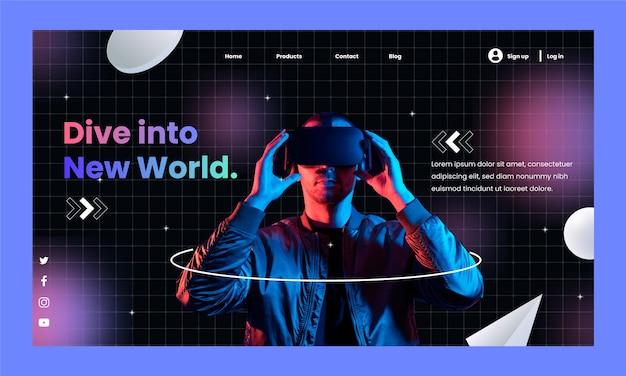 Gradient metaverse concept landing page