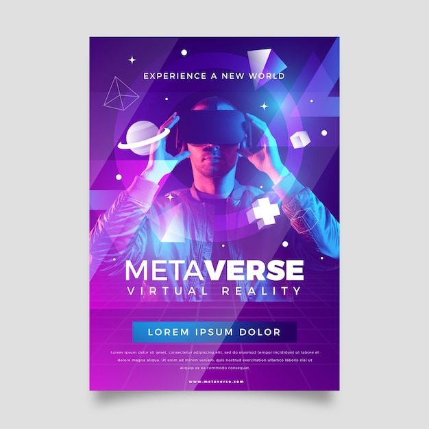 Gradient metaverse concept poster template