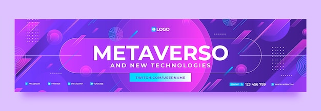 Free vector gradient metaverse concept twitch banner