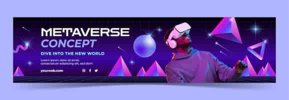 Free vector gradient metaverse experience twitch banner