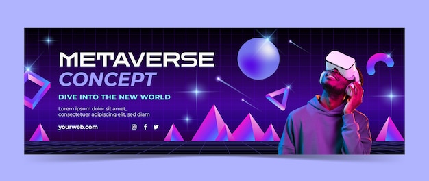 Бесплатное векторное изображение Заголовок твиттера gradient metaverse experience