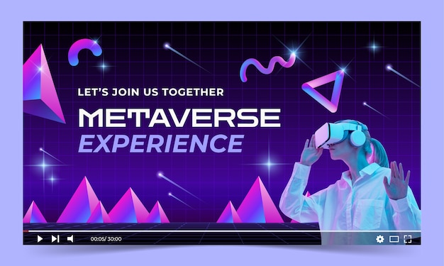 Free vector gradient metaverse experience youtube thumbnail