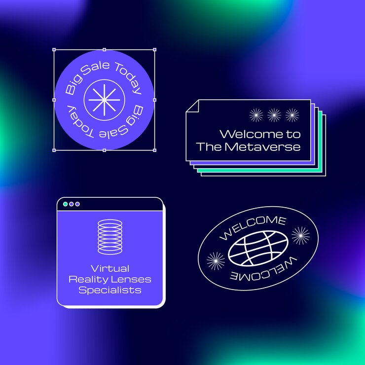 Free Vector gradient metaverse label collection