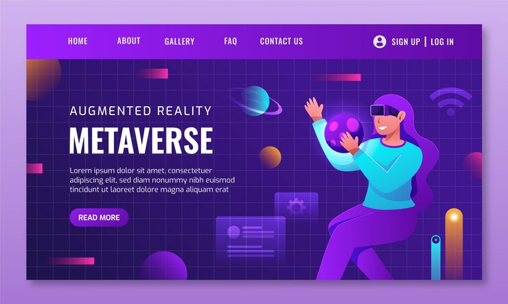 Free Vector gradient metaverse landing page
