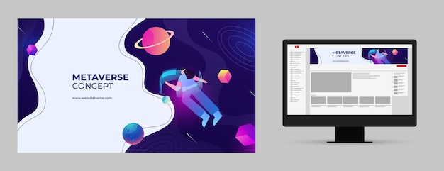 無料ベクター グラデーションメタバースyoutubeチャンネルアート