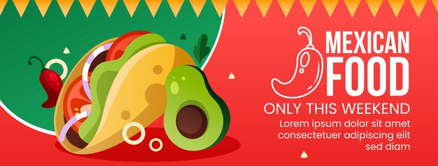 gradient mexican food social media cover template
