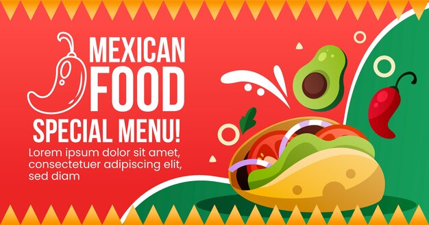 그라데이션 멕시코 음식 소셜 미디어 프로모션 템플릿