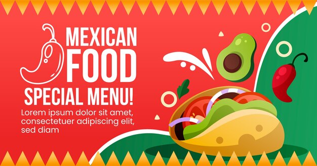 gradient mexican food social media promo template