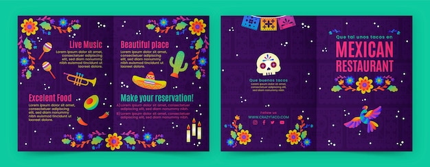 Gradient mexican restaurant brochure template