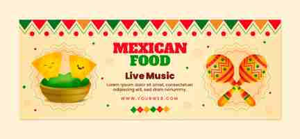 Free vector gradient mexican restaurant facebook cover