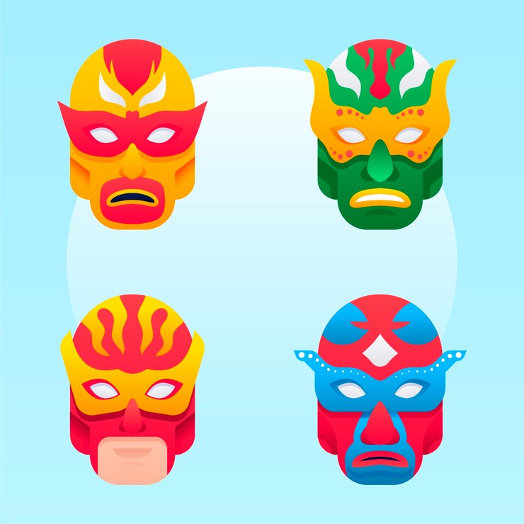 Free Vector gradient mexican wrestler element collection