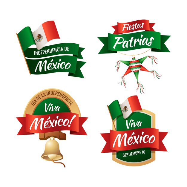 Free Vector gradient mexico independence labels collection
