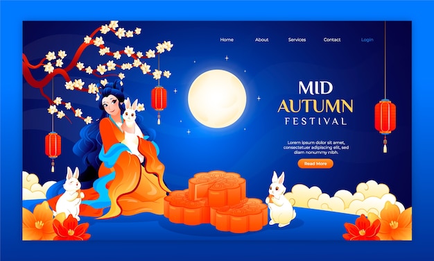 Gradient mid-autumn festival landing page template