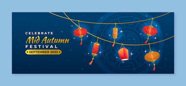 Gradient mid-autumn festival social media cover template