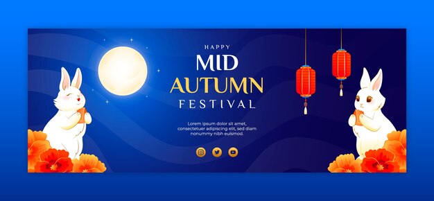 Gradient mid-autumn festival social media cover template