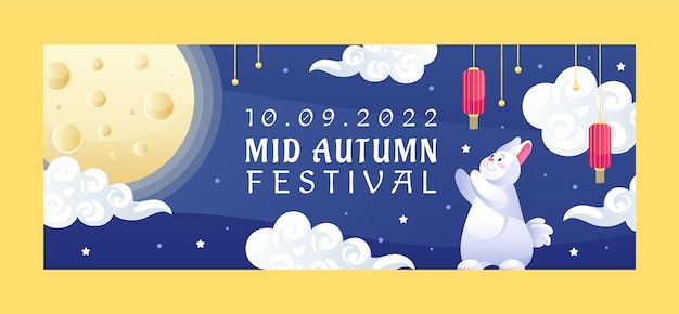 Gradient mid-autumn festival social media cover template