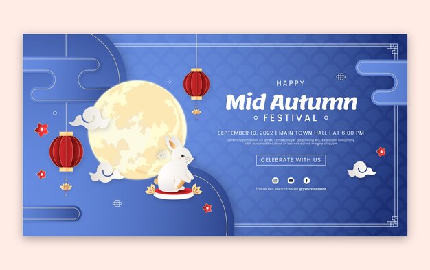 Gradient mid-autumn festival social media post template