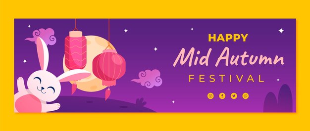 Gradient mid-autumn festival twitter header template