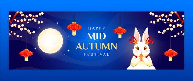 Gradient mid-autumn festival twitter header template