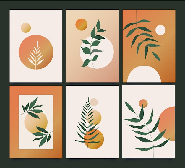 Free vector gradient minimal hand drawn covers collection