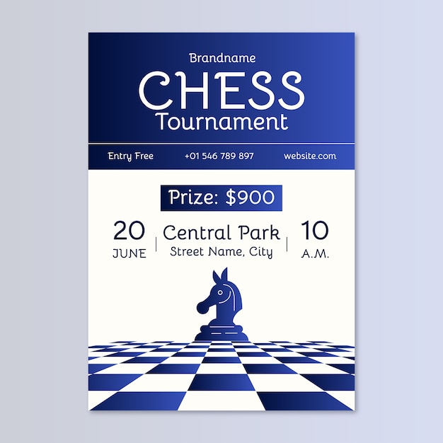 Free vector gradient minimalist chess tournament flyer