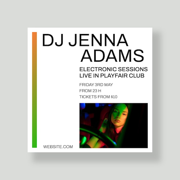 Free vector gradient minimalist dj jenna adams instagram post