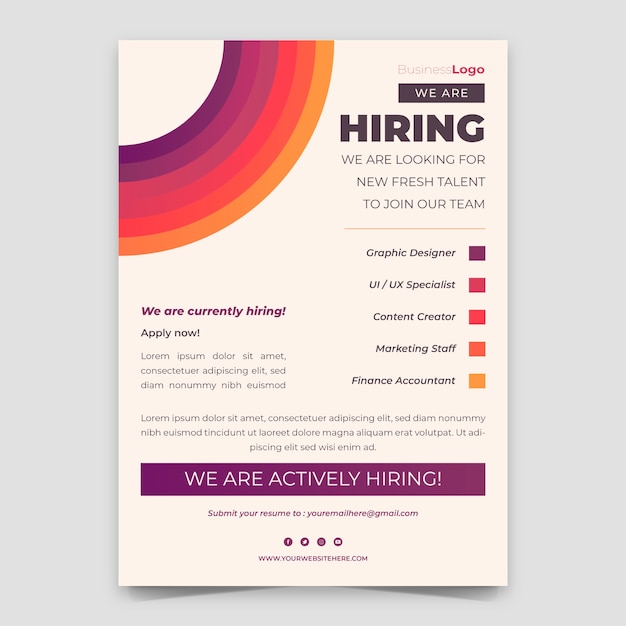 Free vector gradient minimalist hiring poster template