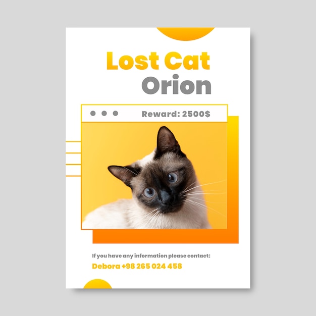 Free vector gradient minimalist lost cat orion poster