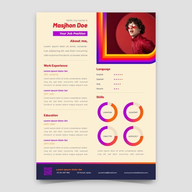 Gradient minimalist retro cv template