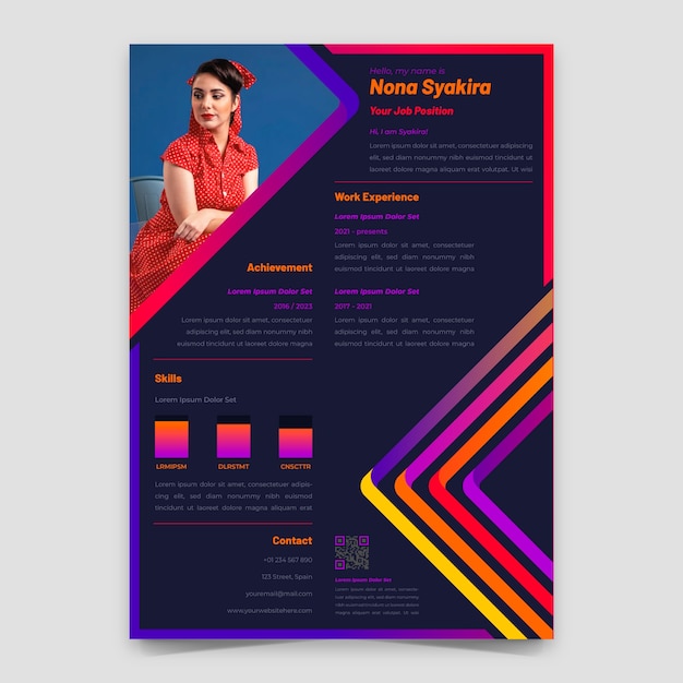 Free vector gradient minimalist retro cv template