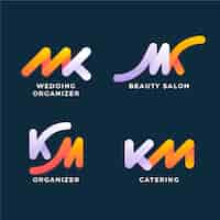Free vector gradient mk and km logo design