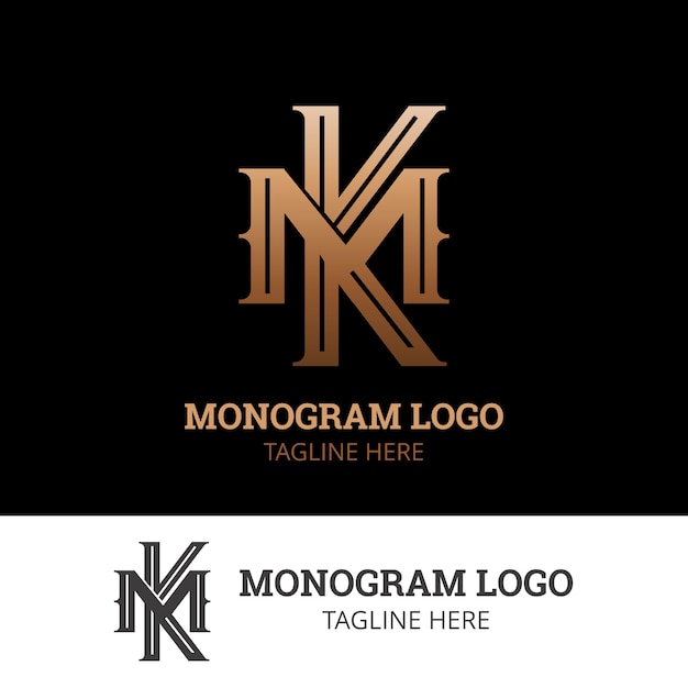 Gradient mk or km logo template