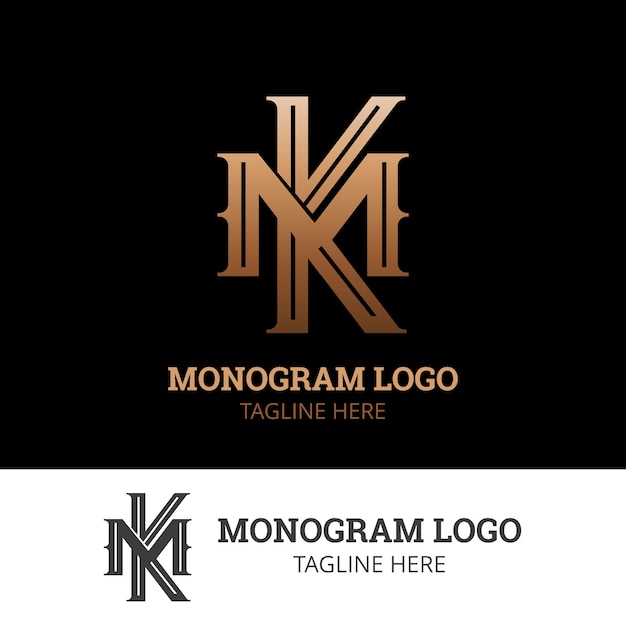 Шаблон логотипа градиент мк или км