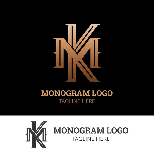 그라데이션 mk 또는 km 로고 템플릿
