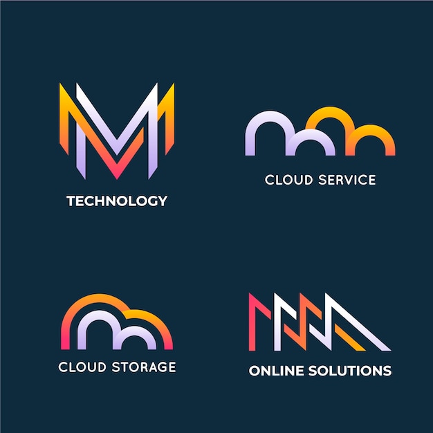 Бесплатное векторное изображение Дизайн логотипа градиент мм