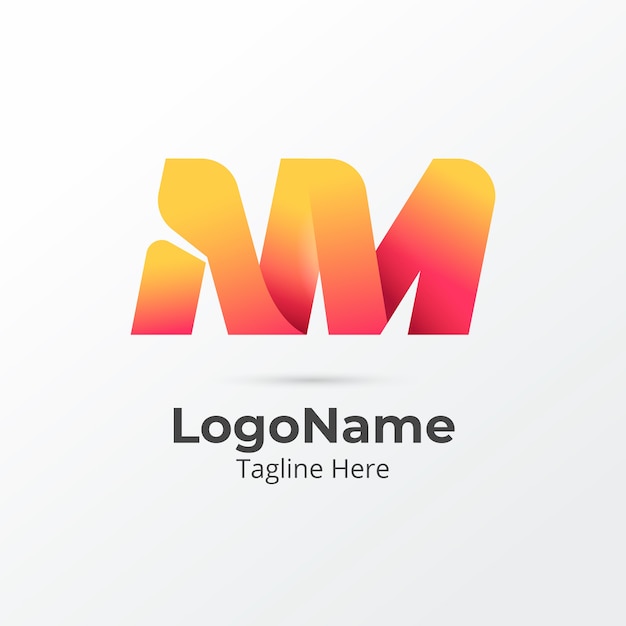 Шаблон логотипа градиент mn или nm