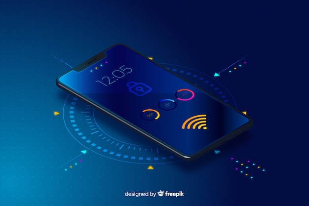 Free vector gradient mobile isometric technology background