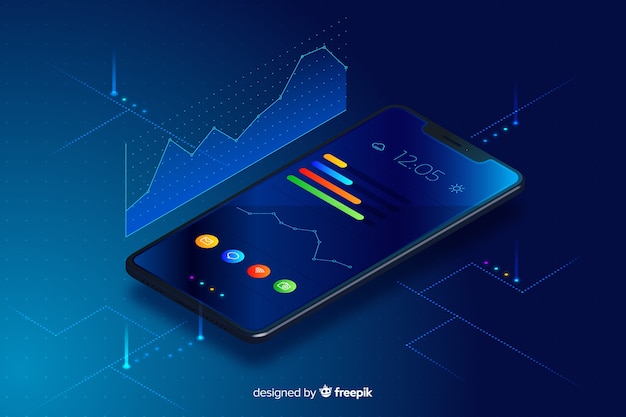 Free vector gradient mobile isometric technology background